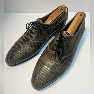 FRATELLI Men's Oxford Shoes Genuine Lizard Gray Size 9 Made in Italy VTG